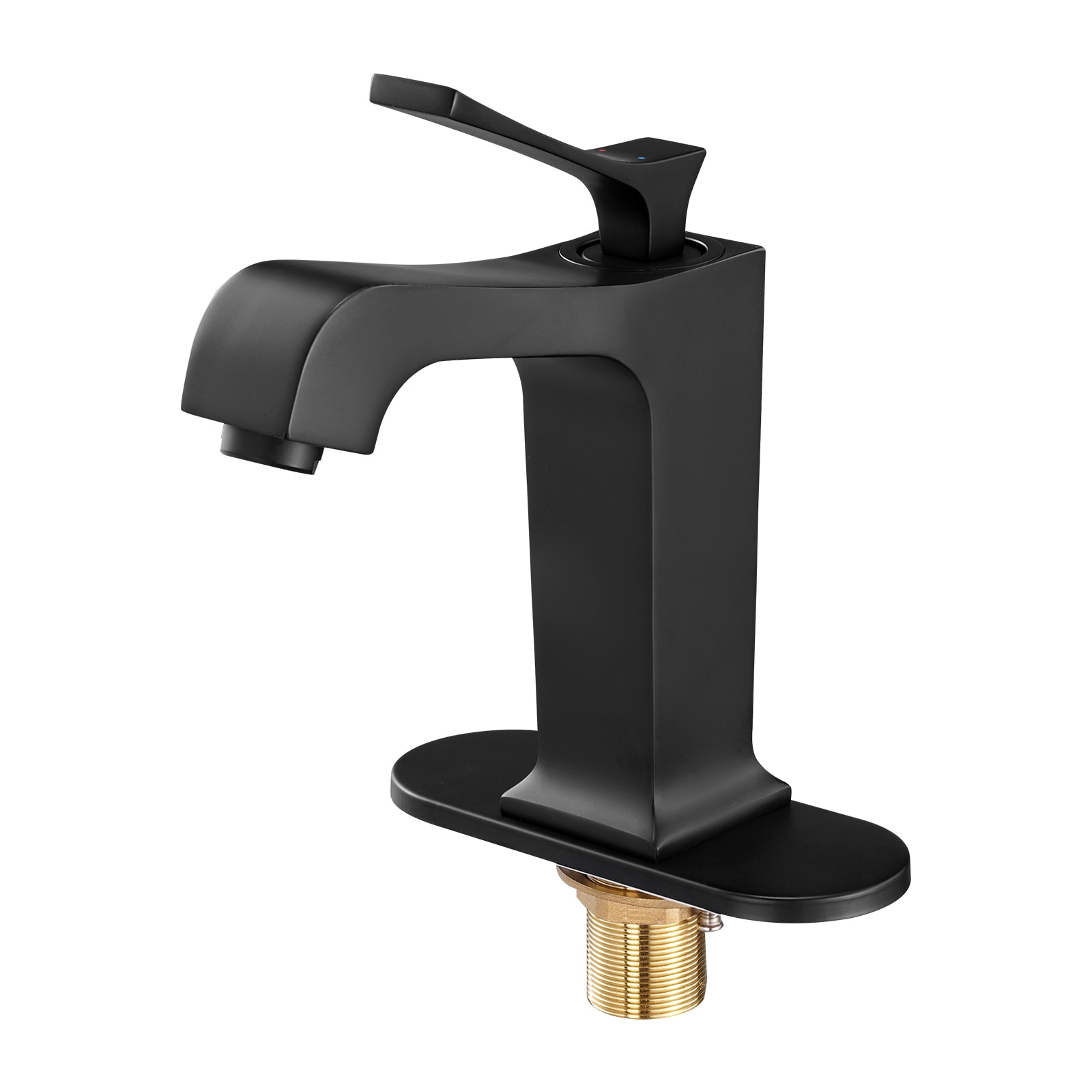 Matte Black Basin Faucet With Waterfall Spout And Sink Drain_voghion.com